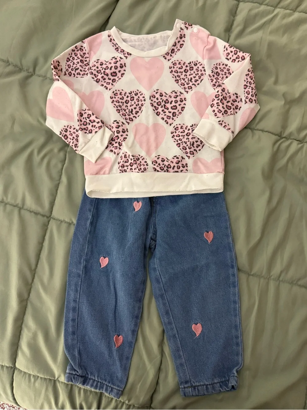 SHEIN Light Blue Denim Joggers with Pink & White Accents